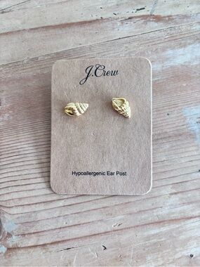 J. Crew Gold Shell Stud Earrings